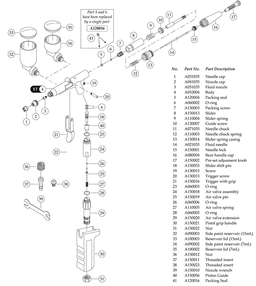 Grex XT Airbrush Parts