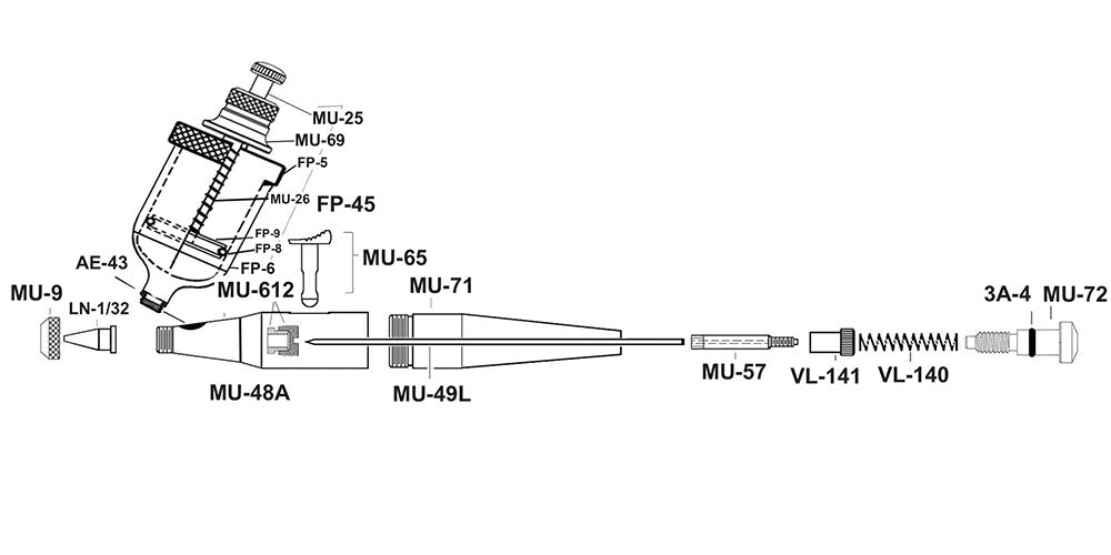Paasche Flow Pencil Parts
