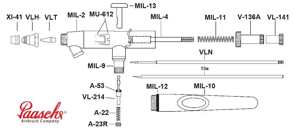 Paasche Millennium MIL Airbrush Parts