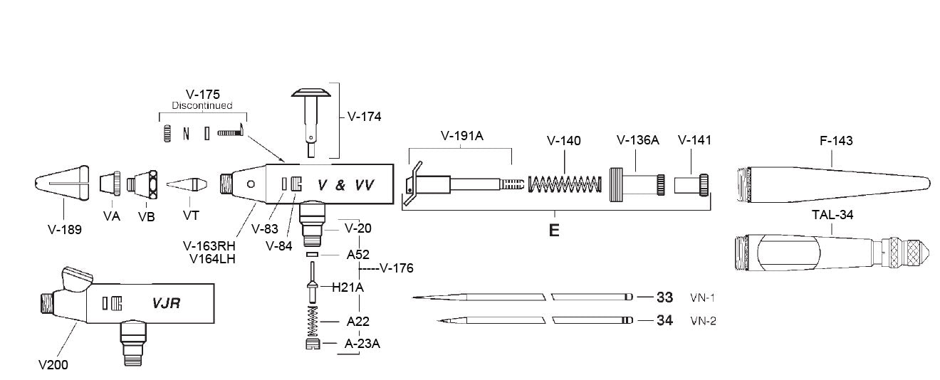 Paasche V and VJR Parts