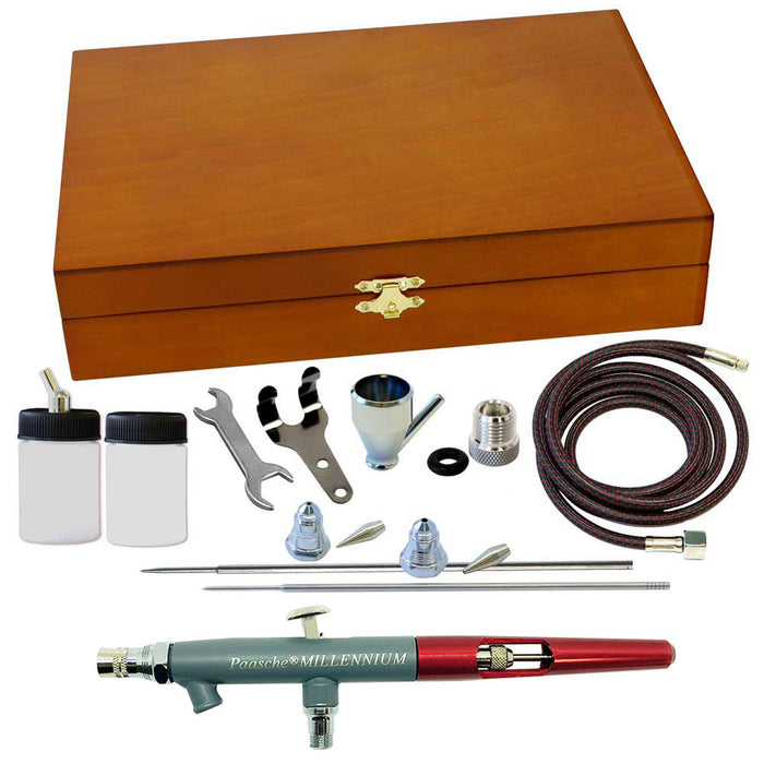 Paasche MIL-3WC Wood Box Set W/ MIL - All Three Heads