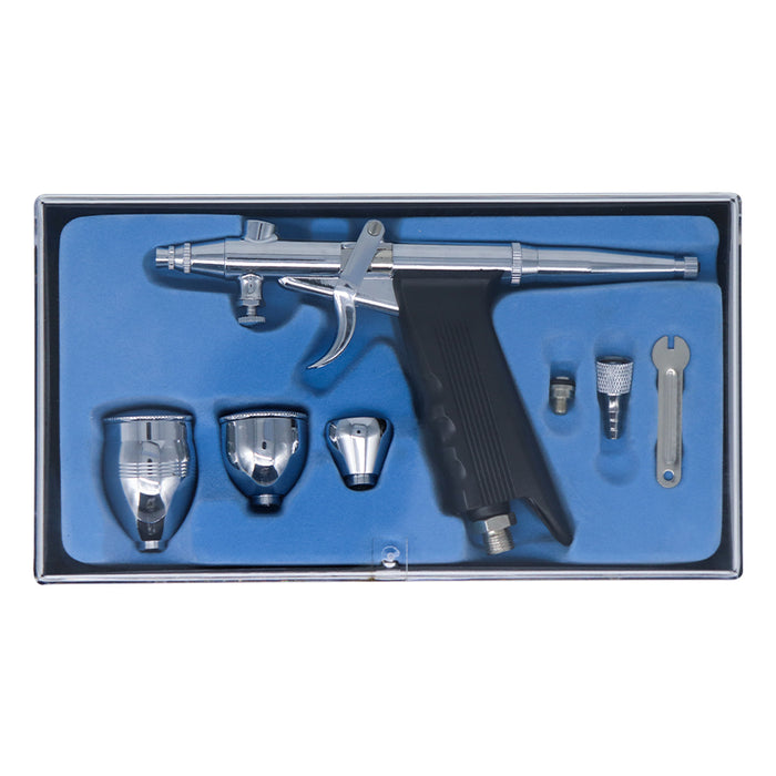 AB-116B Gravity-Feed Economy Airbrush with Pistol Style Trigger, Micro Air Valve and Interchangeable Cups