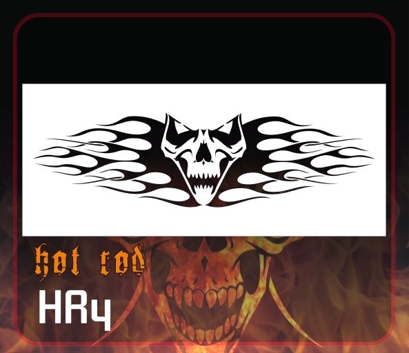 AEROSPACE Airbrush Stencil - 'Skull &amp; Flames' - HR4-XXL