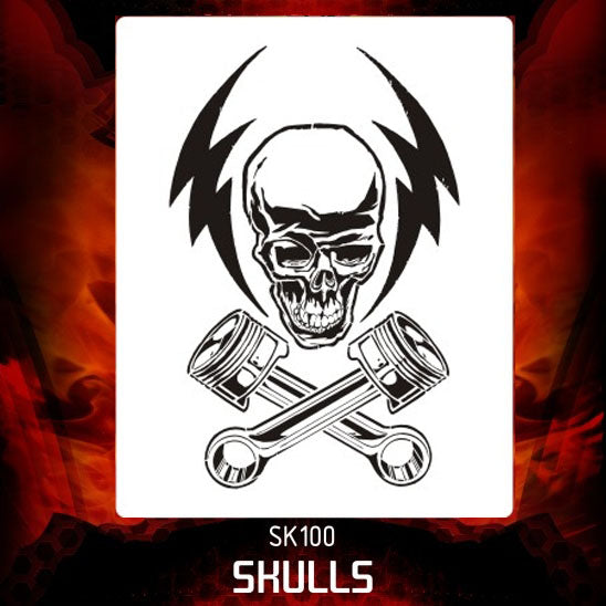 AEROSPACE Airbrush Stencil - 'Skull Power' Skull 100-XXL