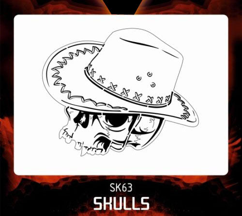AEROSPACE Airbrush Stencil - 'Cowboy Skull' - Skull-63-XXL
