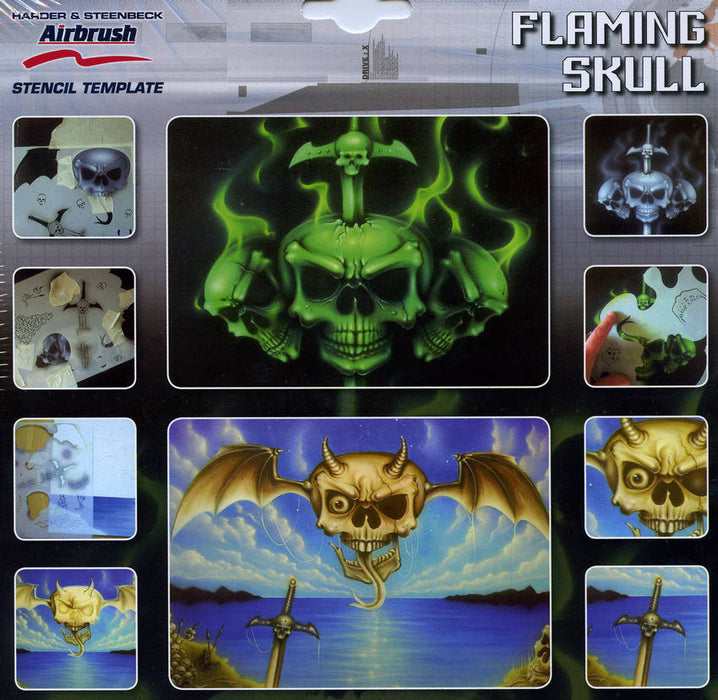 Harder Steenbeck 'Flaming Skull' Stencils with Step by Step Instructions 410136