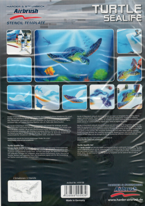 Harder Steenbeck 'Turtle Sea Life' Stencil with Step by Step Instructions