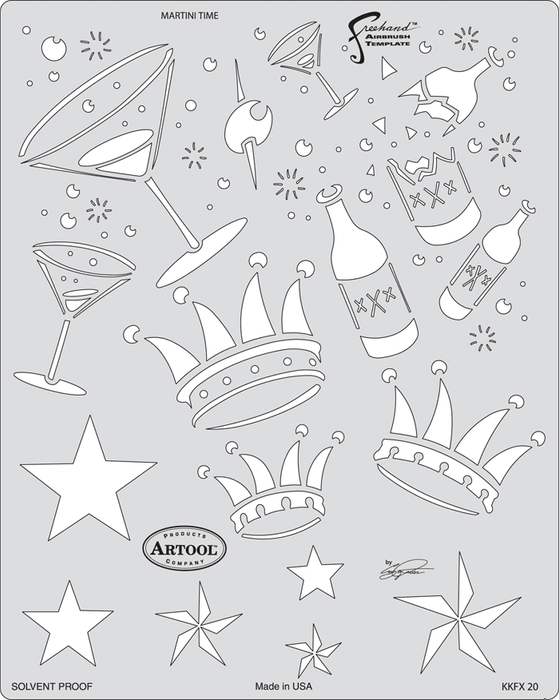 Artool Martini Time FH KKFX 20 Airbrush Template by Craig Fraiser