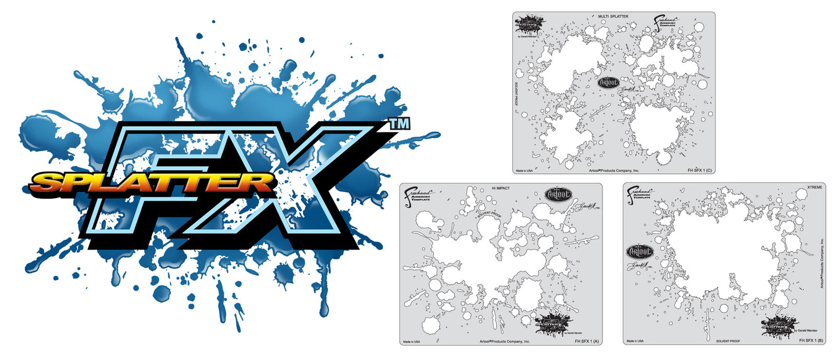 Splatter FX Stencil Set of 3 by Gerald Mendez